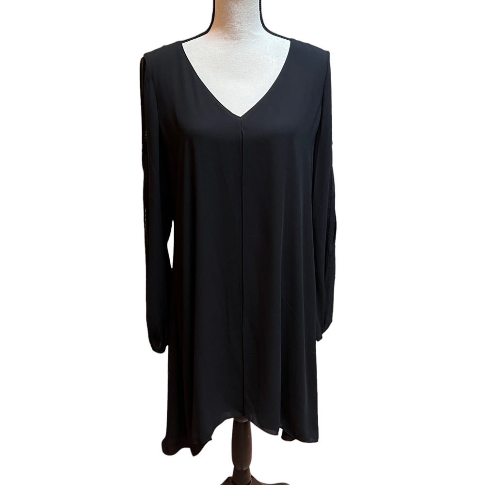 NWT White House Black Market Black Long Sleeve Split Front Dress